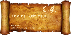Quiring Györgyi névjegykártya